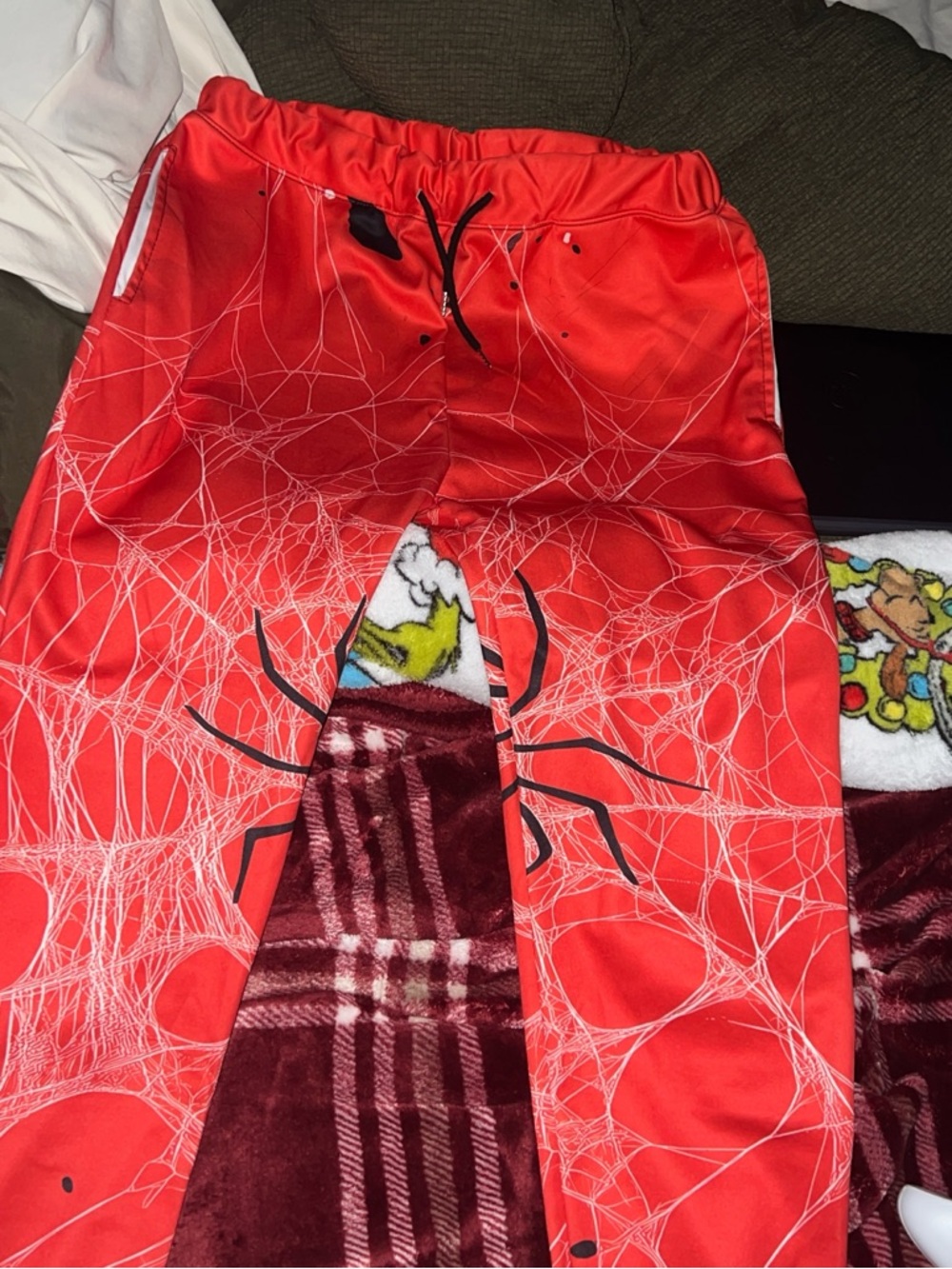 Red Spider Web Print Jogger Pants for Men